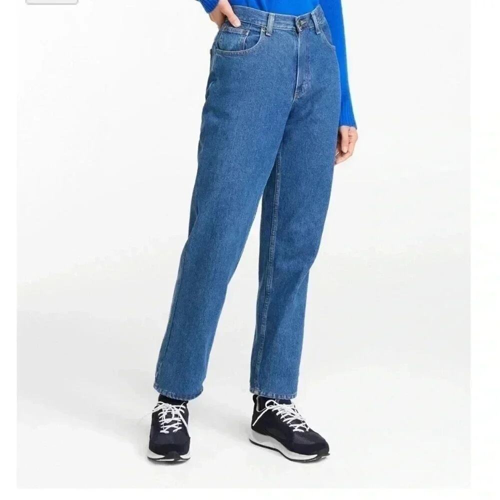 L.L Bean Blue High Rise mom‎ Jeans Comfort Denim classic straight leg, plus size